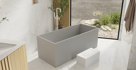 Badeloft BW-06-L-GRY matte grey freestanding bathtub, lifestyle view 6