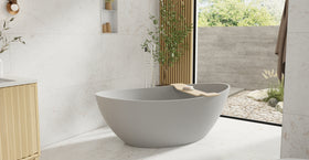 Badeloft BW-03-L-GRY matte grey freestanding bathtub, lifestyle view 5
