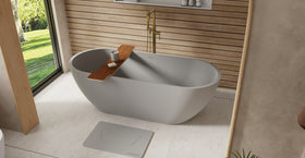 Badeloft BW-02-XL-GRY matte grey freestanding bathtub, lifestyle view 3