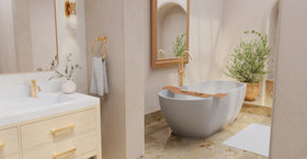 Badeloft BW-02-XL-GRY matte grey freestanding bathtub, lifestyle view 7