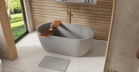 Badeloft BW-02-S-GRY matte grey freestanding bathtub, lifestyle view 3