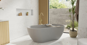 Badeloft BW-02-M-GRY matte grey freestanding bathtub, lifestyle view 5
