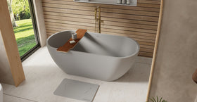 Badeloft BW-02-M-GRY matte grey freestanding bathtub, lifestyle view 3