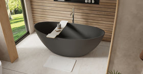 Badeloft BW-03-L-BLK matte black freestanding bathtub, lifestyle view 3