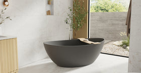 Badeloft BW-03-L-BLK matte black freestanding bathtub, lifestyle view 5