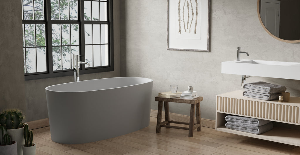 Badeloft BW-08-GRY matte grey freestanding bathtub, top view