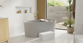 Badeloft BW-08-GRY matte grey freestanding bathtub, lifestyle view 5