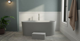 Badeloft BW-08-GRY matte grey freestanding bathtub, lifestyle view 7