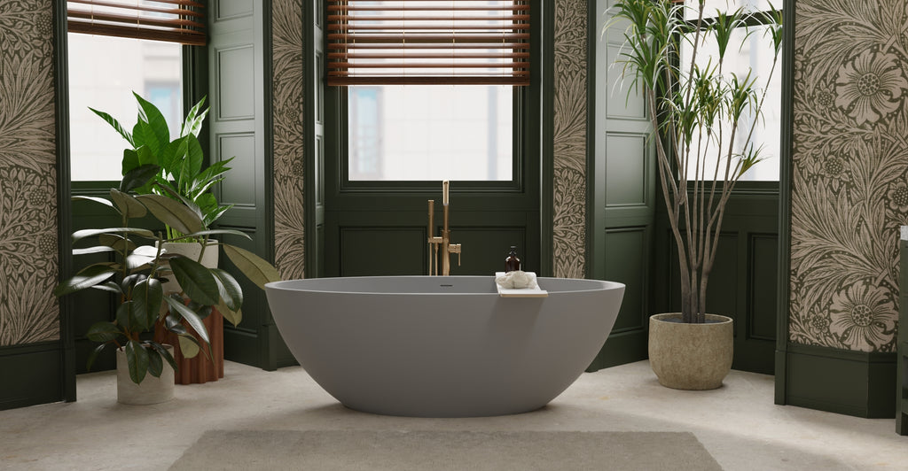 Badeloft BW-04-XL-GRY matte grey freestanding bathtub, lifestyle view 7