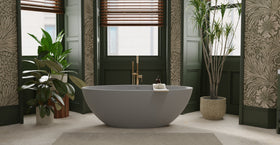 Badeloft BW-04-XL-GRY matte grey freestanding bathtub, lifestyle view 7
