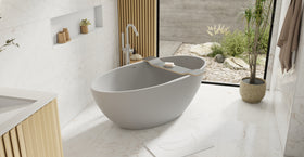 Badeloft BW-04-XL-GRY matte grey freestanding bathtub, lifestyle view 6