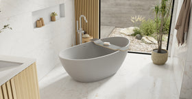 Badeloft BW-03-XL-GRY matte grey freestanding bathtub, lifestyle view 6