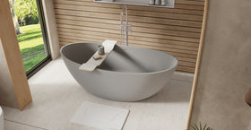 Badeloft BW-03-XL-GRY matte grey freestanding bathtub, lifestyle view 3