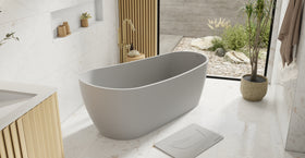 Badeloft BW-09-GRY matte grey freestanding bathtub, lifestyle view 6