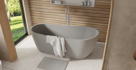 Badeloft BW-09-GRY matte grey freestanding bathtub, lifestyle view 3