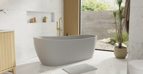 Badeloft BW-09-GRY matte grey freestanding bathtub, lifestyle view 5