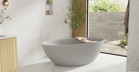 Badeloft BW-05-XL-GRY matte grey freestanding bathtub, lifestyle view 5