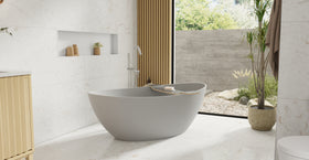 Badeloft BW-03-M-GRY matte grey freestanding bathtub, lifestyle view 5