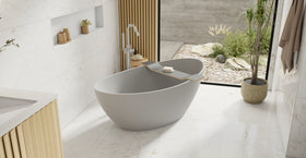 Badeloft BW-03-M-GRY matte grey freestanding bathtub, lifestyle view 6