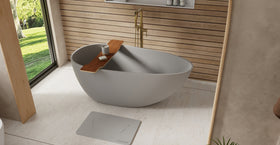 Badeloft BW-01-S-GRY matte grey freestanding bathtub, lifestyle view 3