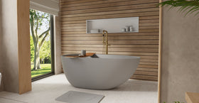 Badeloft BW-01-S-GRY matte grey freestanding bathtub, lifestyle view 2
