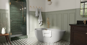 Badeloft BW-01-S-GRY glossy grey freestanding bathtub, lifestyle view 7