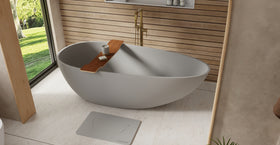 Badeloft BW-01-XL-GRY matte grey freestanding bathtub, lifestyle view 3