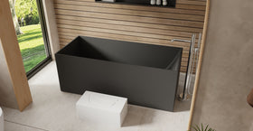 Badeloft BW-06-L-BLK matte black freestanding bathtub, lifestyle view 3