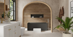 Badeloft BW-06-L-BLK matte black freestanding bathtub, lifestyle view