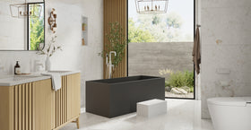Badeloft BW-06-L-BLK matte black freestanding bathtub, lifestyle view 4