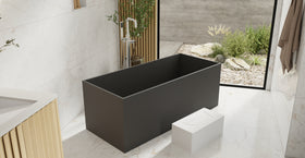 Badeloft BW-06-L-BLK matte black freestanding bathtub, lifestyle view 6
