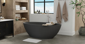 Badeloft BW-05-XL-BLK matte black freestanding bathtub, lifestyle view 7