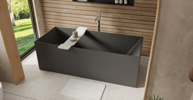 Badeloft BW-07-BLK matte black freestanding bathtub, lifestyle view 3