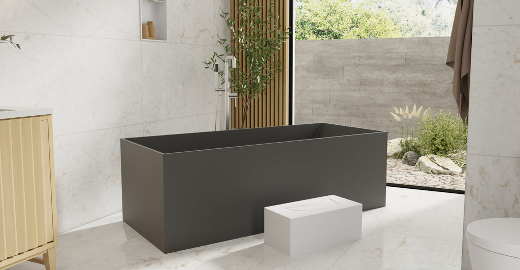 Badeloft BW-07-BLK matte black freestanding bathtub, lifestyle view 5