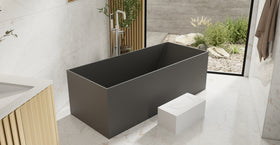Badeloft BW-07-BLK matte black freestanding bathtub, lifestyle view 6