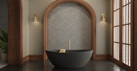 Badeloft BW-03-M-BLK matte black freestanding bathtub, lifestyle view 6