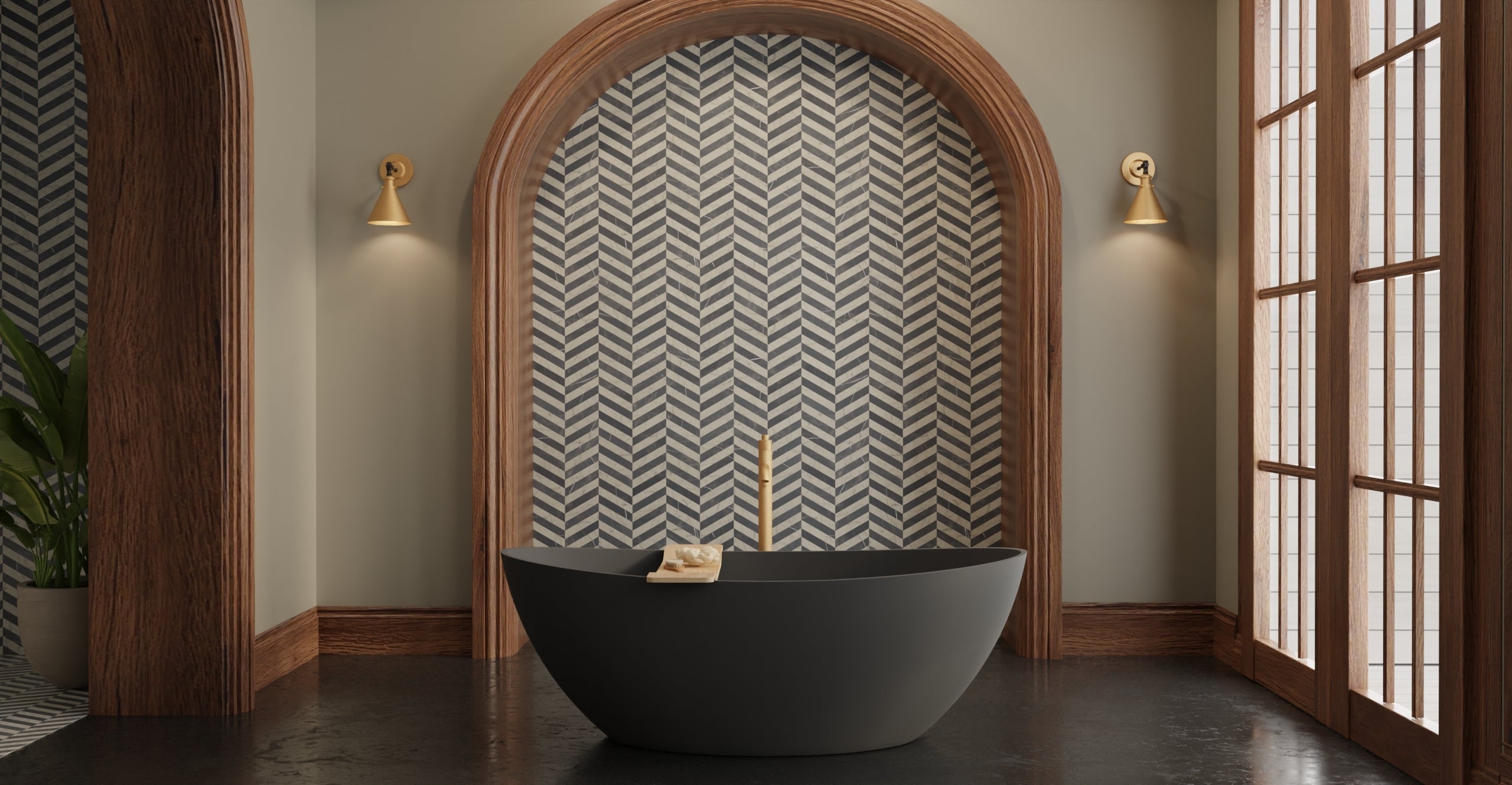 Badeloft BW-03-M-BLK matte black freestanding bathtub, lifestyle view 6