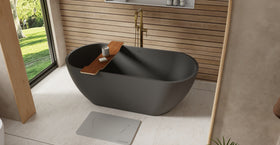 Badeloft BW-02-M-BLK matte black freestanding bathtub, lifestyle view 3