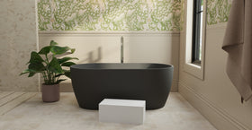 Badeloft BW-02-S-BLK matte black freestanding bathtub, lifestyle view 7