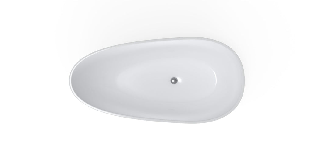 Badeloft BW-01-S glossy white freestanding bathtub, top view