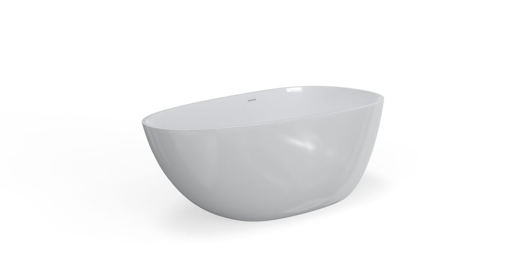 Badeloft BW-01-S glossy white freestanding bathtub, product view 2