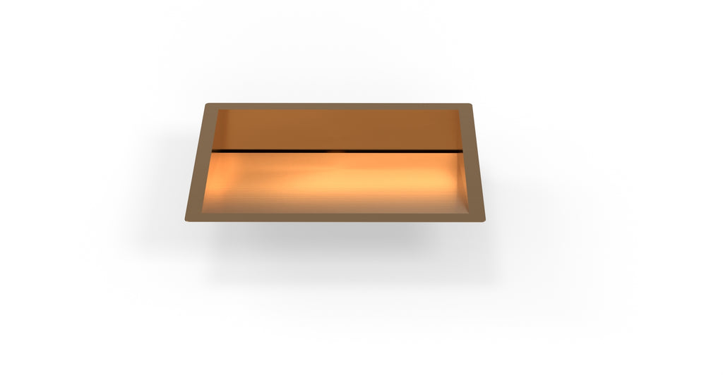 Badeloft ES-UB-04-M brushed rose gold stainless steel sink, front view