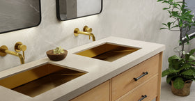 Badeloft ES-UB-04-M brushed gold stainless steel sink, lifestyle view 1