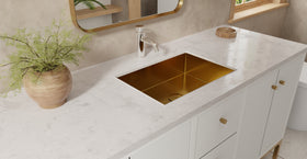 Badeloft ES-UB-03 brushed gold stainless steel sink, lifestyle view 4