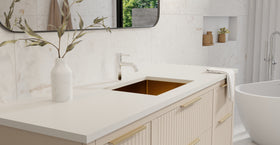 Badeloft ES-UB-03 brushed gold stainless steel sink, lifestyle view 5