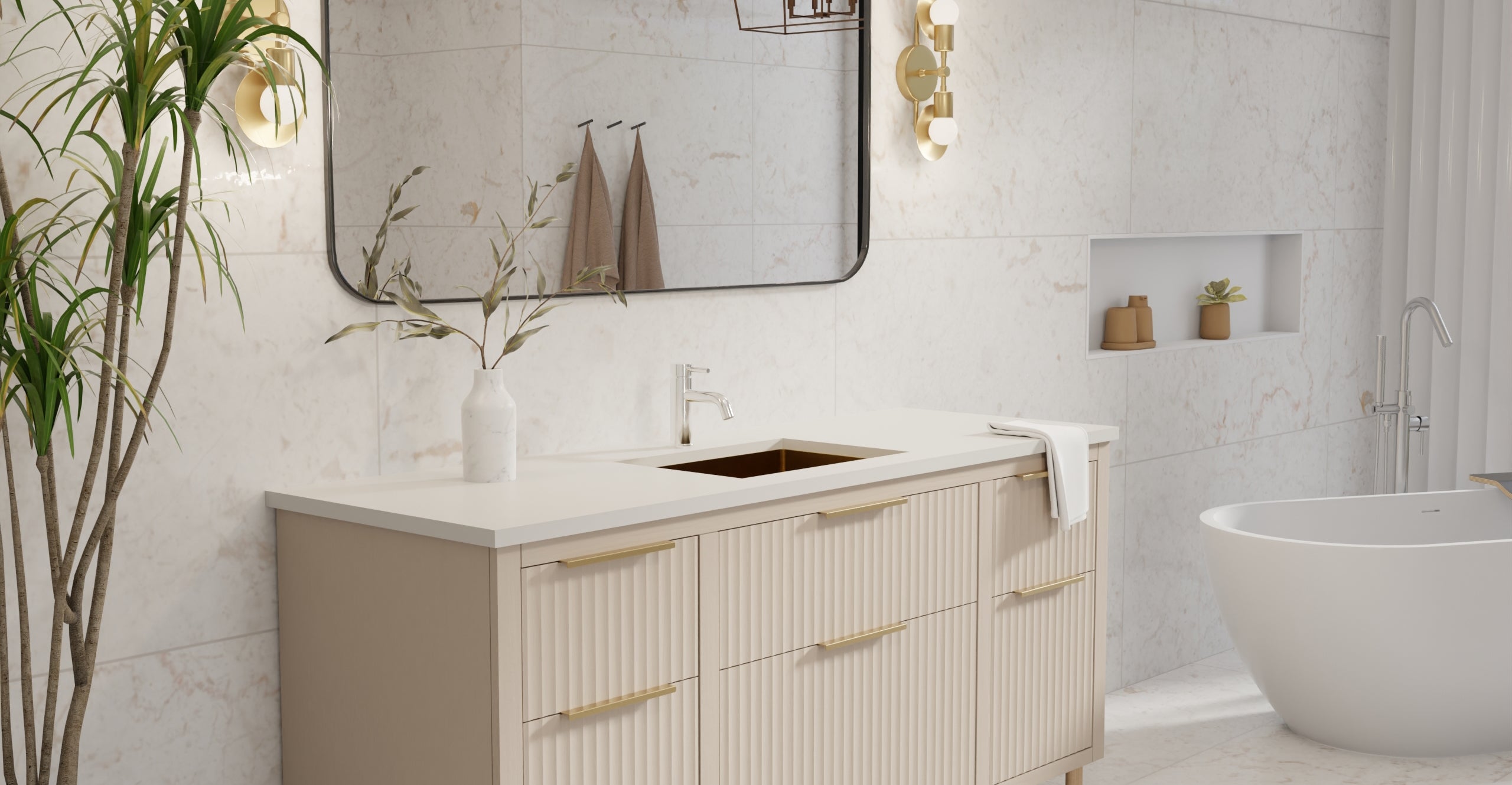 Badeloft ES-UB-03 brushed gold stainless steel sink, lifestyle view 6