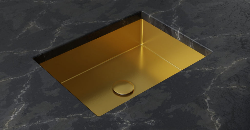 Badeloft ES-UB-03 brushed gold stainless steel sink, product view 2
