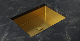 Badeloft ES-UB-03 brushed gold stainless steel sink, product view 2