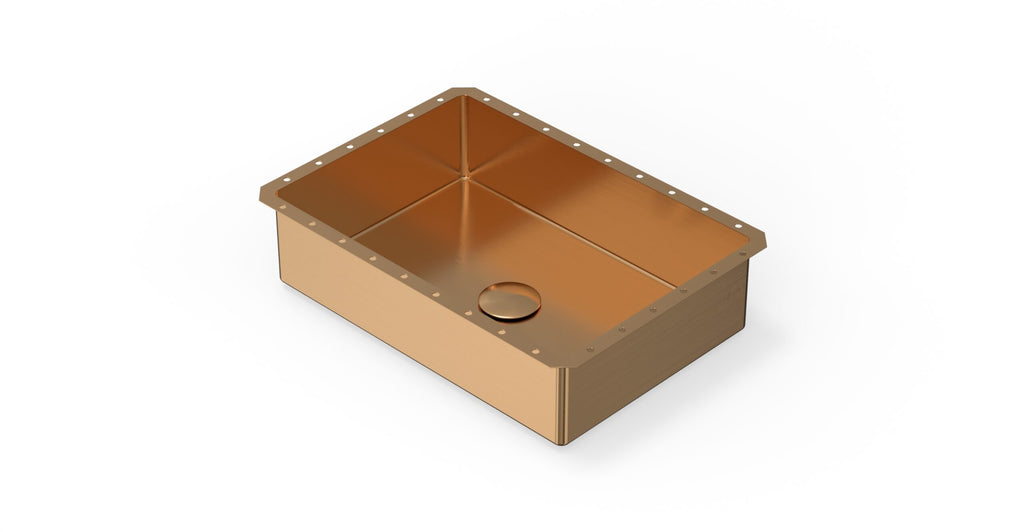 Badeloft ES-UB-03 brushed rose gold stainless steel sink, product view 3