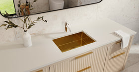 Badeloft ES-UB-03 brushed gold stainless steel sink, lifestyle view 2